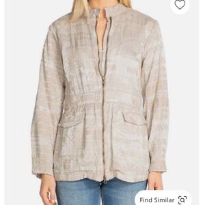 Johnny Was Bordi Satin Jacket Size S Cream Embroidered Cream